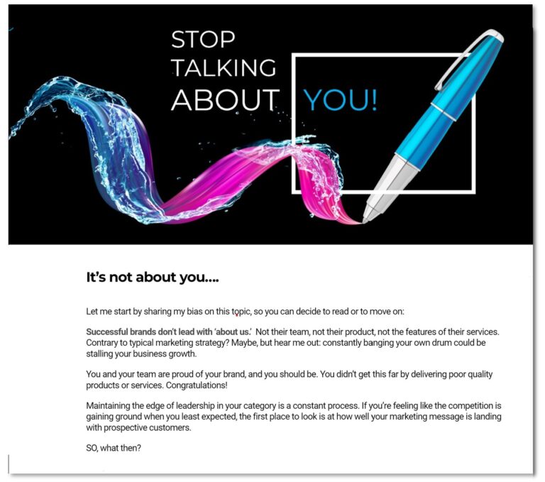 Stop talking about you!